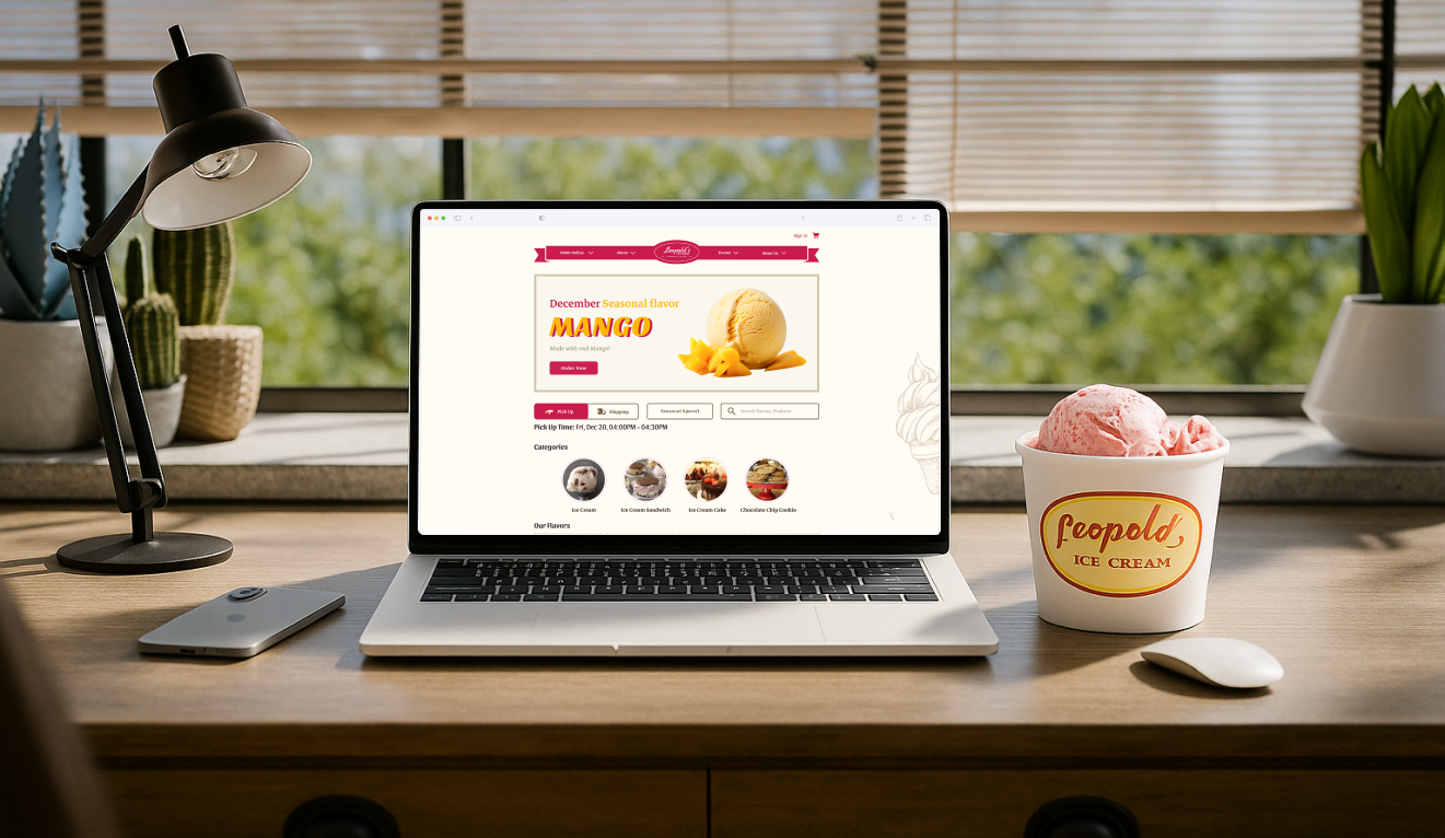 Leopold’s information architecture redesign shown across desktop and mobile screens